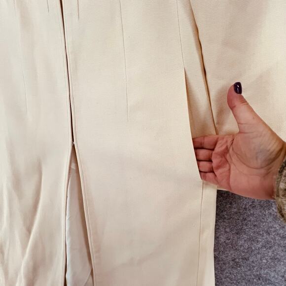 Vintage Valentino Miss V Coat Womens 12 /46 Cream Pleated Front Pockets Timeless - Picture 5 of 16